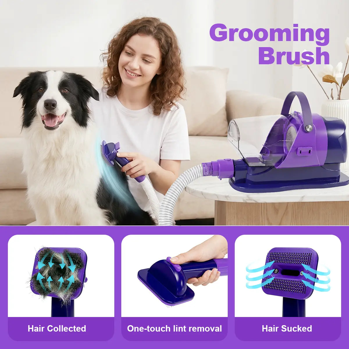 Anlecity Professional Dog Grooming Vacuum with 3 Suction Modes, 6-In-1 Pet Groomer Kit with 3L Large Cup, Cordless Electric Clippers & 5 Grooming Tools, High-Efficiency Pet Hair Removal System for Dogs & Cats