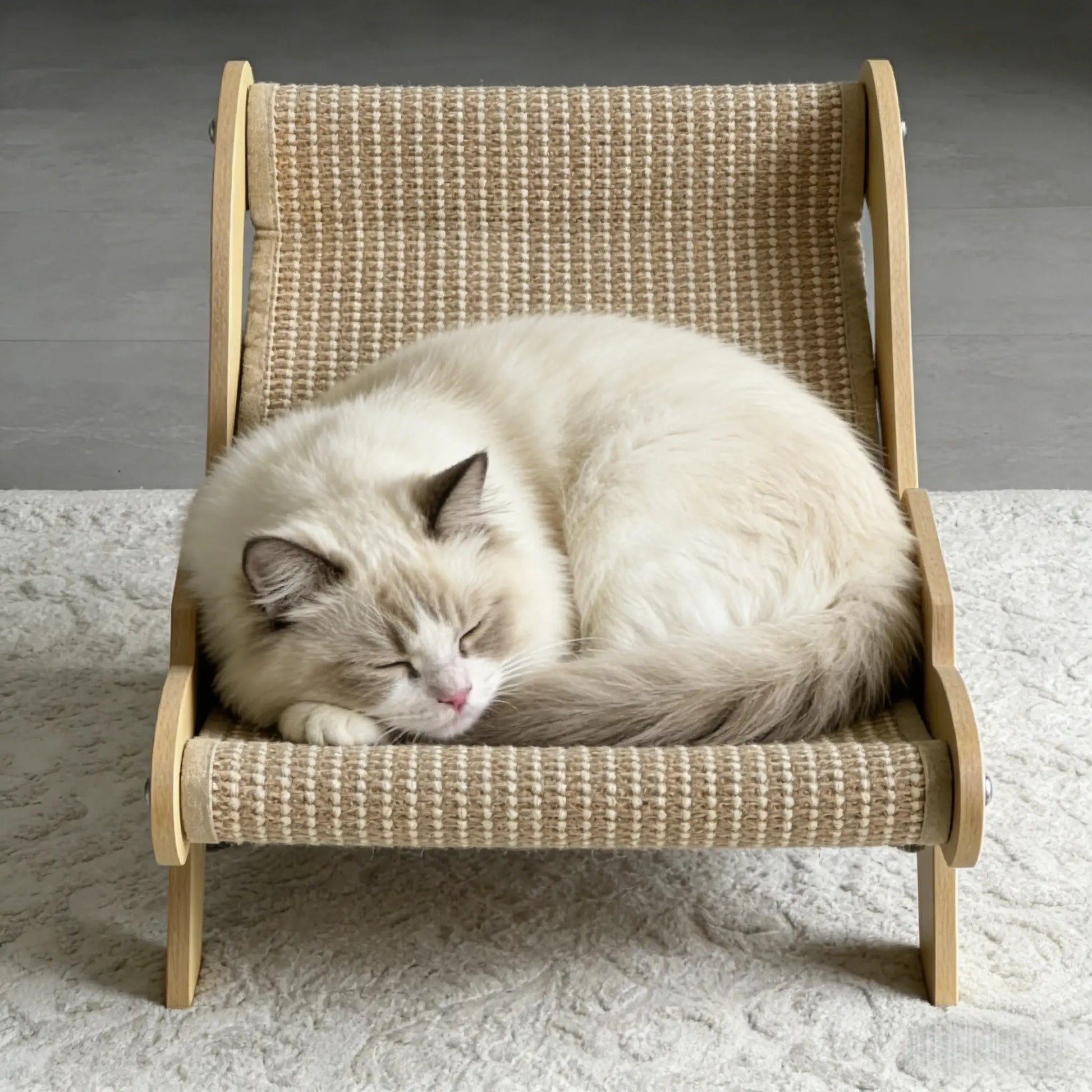Multi-Functional Cat Scratching Board Rocker Bed, Natural Jute Material for Scratching and Relaxing, Indoor/Outdoor Pet Furniture 53X33X32 Cm