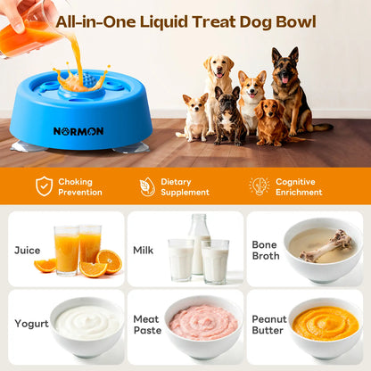 Normon No-Spill Slow Feeder Dog Bowl with Suction Base - Perfect for Bone Broth, Yogurt & Liquid Treats - Ideal for Puppies & Dogs of All Sizes