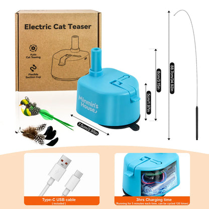 Interactive Cat Toys for Indoor Cats - Automatic 360° Swirling Flying Bird Feather Toy, USB Rechargeable Electric Cat Teaser with Reusable Strong Sticky Vacuum Suction Cup Base,Self-Play Toy for Bored Cat,#Summerwins #Dealsforyoudays