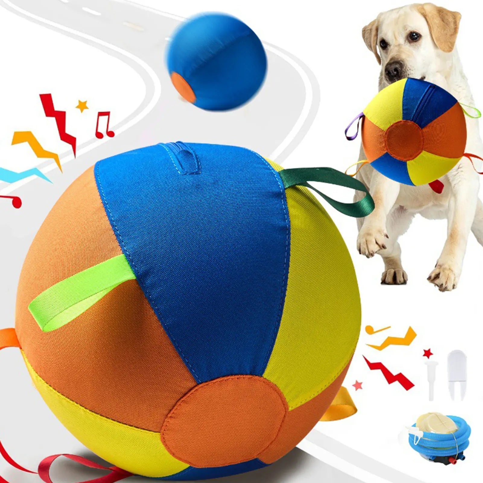 Explorinox 9.8In Heavy-Duty Herding Ball for Dogs with Anti-Burst Core & Dog-Friendly Handles Jumbo Size 25Cm Diameter Perfect for Active Play Exercise