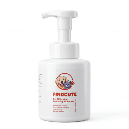 FINDCUTE 10Oz Animal All-In-1 Grooming Shampoo - Pet Grooming Products for Dogs & Cats, Odor Removal, Dirt Cleaning, Itch Relief, Tangled Hair Softening, Moisturizes Coat, Long-Lasting Fresh Scent