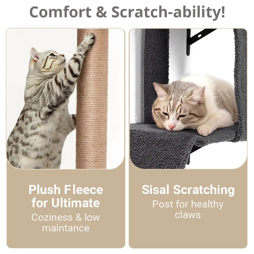 CAVEEN 5 in 1 Cat Climbing Set, Wall Furniture, Cat Wall Shelves Perches Set, Sleeping Playing Lounging Climbing Wall-Mounted Cat Tree House for Multiple Cats, Wall Mounted Cat Climber Set, Dealsforyou, Summerwins, Restock, Dealsforyoudays, DFYD