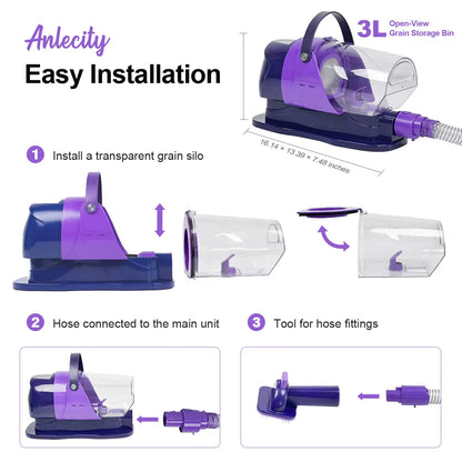 Anlecity Professional Dog Grooming Vacuum with 3 Suction Modes, 6-In-1 Pet Groomer Kit with 3L Large Cup, Cordless Electric Clippers & 5 Grooming Tools, High-Efficiency Pet Hair Removal System for Dogs & Cats