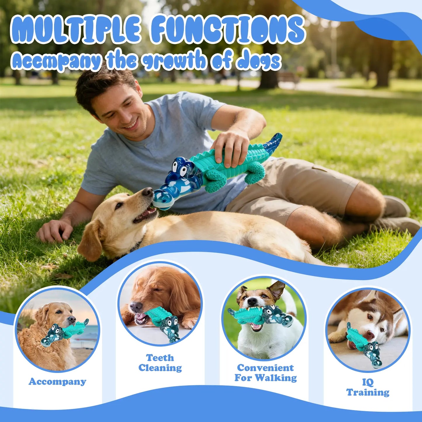 Fuufome Indestructible Dog Chew Toys Forfuufome Aggressive Chewers - Large Alligator Design with Milk Aroma for Large Dogs to Reduce Anxiety and Boredom