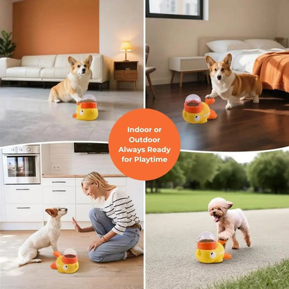 Pets Sparkle Duck Feeder for Dogs - Anti-Slip Rubber Duck Dog Treat Dispenser - Dog Treat Dispender Toy - Slow Puzzle Feeder Toy for IQ Training, Mental Enrichment for Dogs and Cats