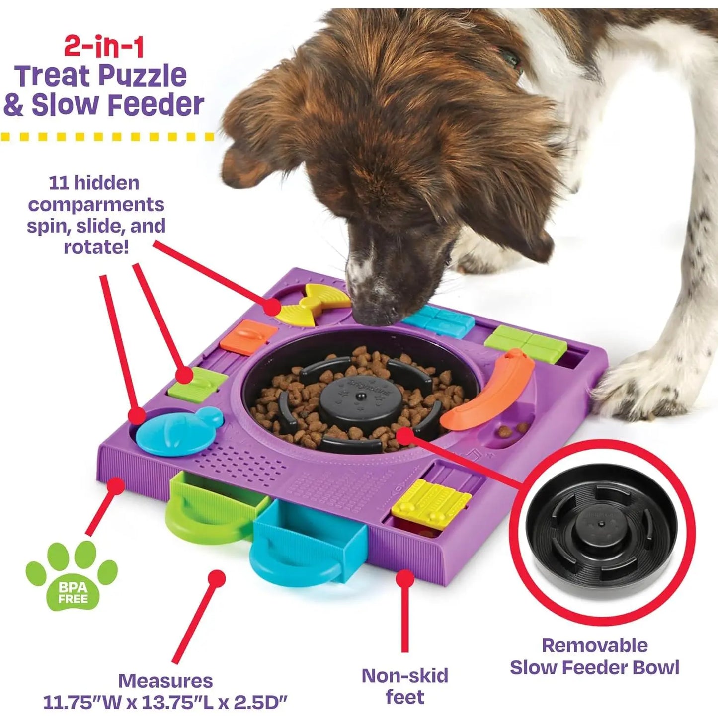 DJ Doggo Puzzle Feeder - Enrichment Toys for Dogs Mental Stimulation, Interactive Gift for Puppies