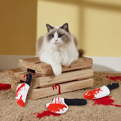 Zoozoo 8PCS Halloween Cat Catnip Toys Set for Cats & Kittens, Assorted Shapes Plush with Crinkle Paper, Durable Bite-Resistant Fabric, Interactive Play for Battling, Biting, Chasing (Knives)