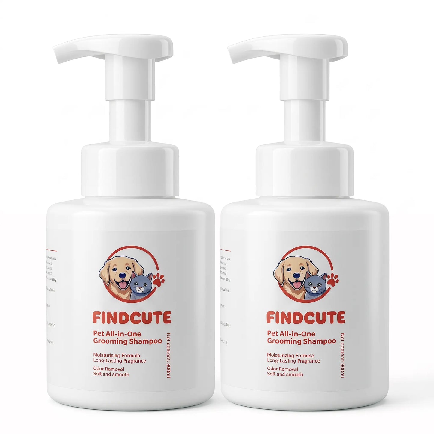 FINDCUTE 10Oz Animal All-In-1 Grooming Shampoo - Pet Grooming Products for Dogs & Cats, Odor Removal, Dirt Cleaning, Itch Relief, Tangled Hair Softening, Moisturizes Coat, Long-Lasting Fresh Scent