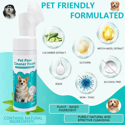Ultimate No Rinse Dog Paw Cleaner & Puppy Paw Washer - Easy-to-Use Silicone Brush with Gentle Plant-Based Foam - 150ml Natural Oils for Cats & Pets