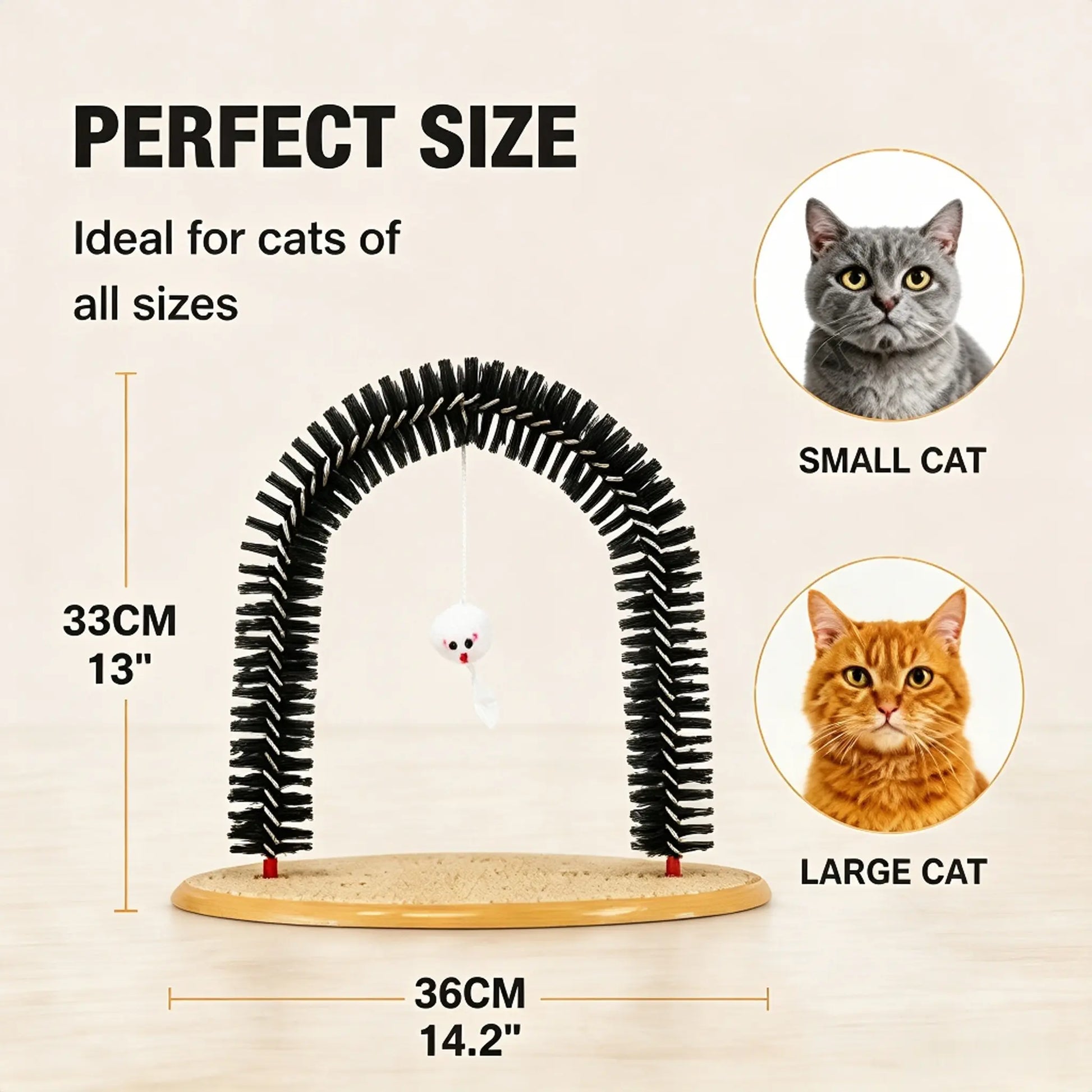 Interactive Cat Arch Self Groomer with Scratching Pad – Foldable Massage & Fur Removal Toy for Indoor Cats, Self-Grooming Play Station for Cats & Kittens
