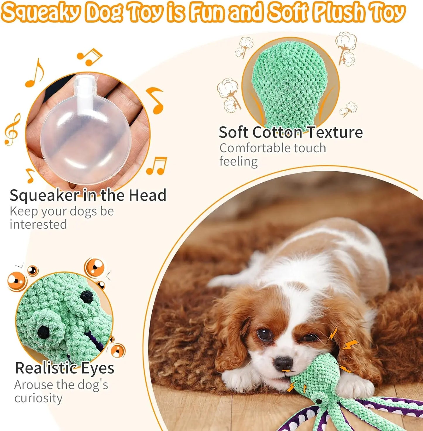 MRWJ Interactive Chew Plush Dog Toys - Chewable Squeak Toys, Durable Fabric, Soft Sound-Producing Mechanism for Large Dogs, Interactive Squeak Toys