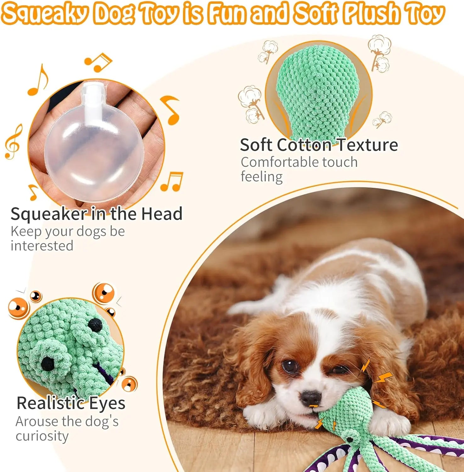 MRWJ Interactive Chew Plush Dog Toys - Chewable Squeak Toys, Durable Fabric, Soft Sound-Producing Mechanism for Large Dogs, Interactive Squeak Toys
