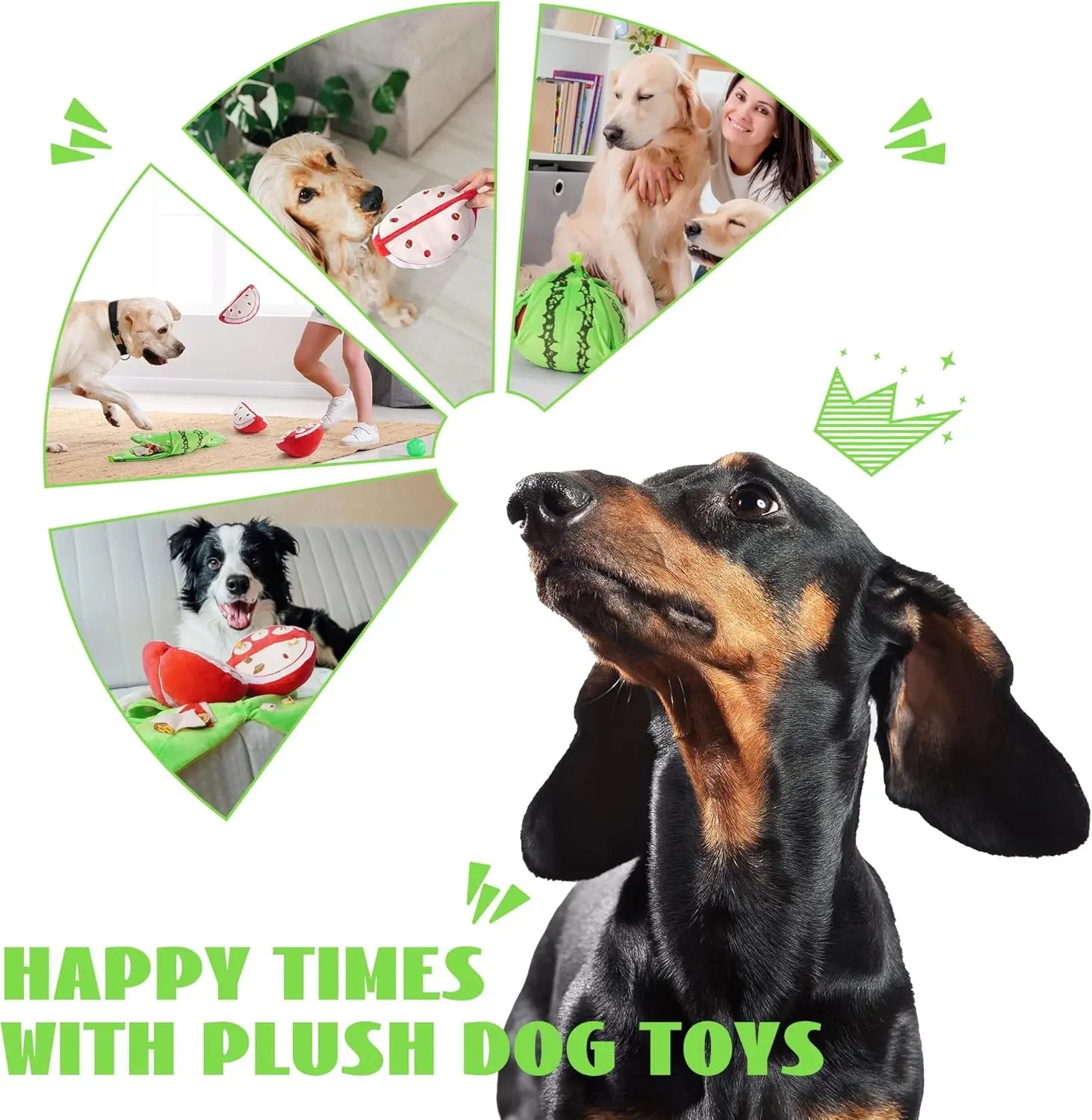Nocciola 4-In-1 Watermelon Dog Enrichment Toys, 3 Squeaky Slices with a Rind Snuffle Mat for Treats Hunting Fun, Hide and Seek Puzzle Toy for All Breeds Interactive Chew