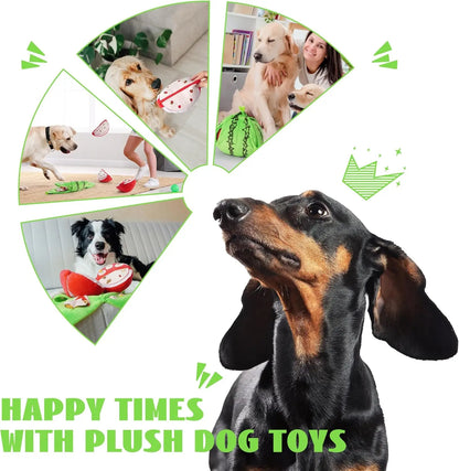 Nocciola 4-In-1 Watermelon Dog Enrichment Toys, 3 Squeaky Slices with a Rind Snuffle Mat for Treats Hunting Fun, Hide and Seek Puzzle Toy for All Breeds Interactive Chew