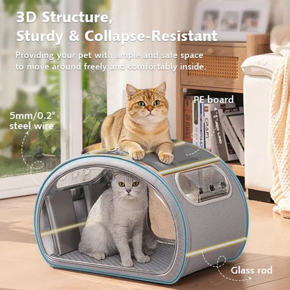 Pecute Pet Cooling House - Portable Bubble View Pod with Detachable Cooling Blanket, Full-View Window, Insulated Wall, Fiberglass Rods, No-Assembly Design, All-Season, Folds Flat for Small Dogs/Cats (Indoor & Travel Use)