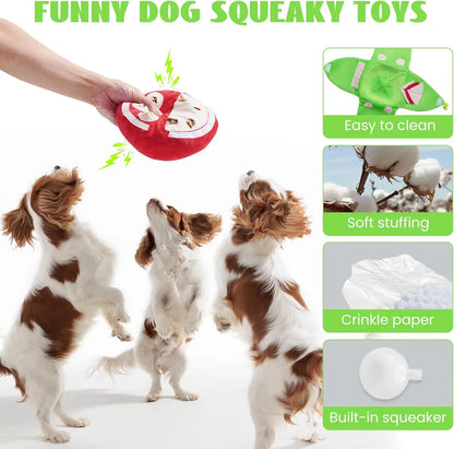 Nocciola 4-In-1 Watermelon Dog Enrichment Toys, 3 Squeaky Slices with a Rind Snuffle Mat for Treats Hunting Fun, Hide and Seek Puzzle Toy for All Breeds Interactive Chew