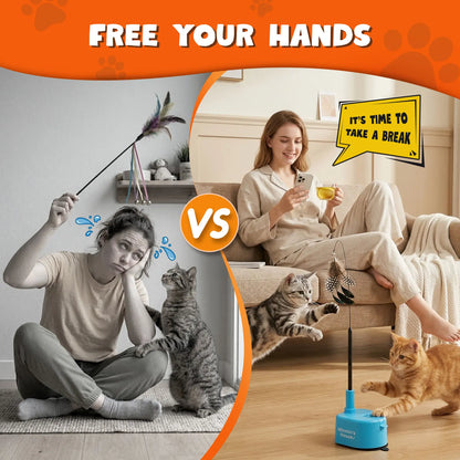 Interactive Cat Toys for Indoor Cats - Automatic 360° Swirling Flying Bird Feather Toy, USB Rechargeable Electric Cat Teaser with Reusable Strong Sticky Vacuum Suction Cup Base,Self-Play Toy for Bored Cat,#Summerwins #Dealsforyoudays