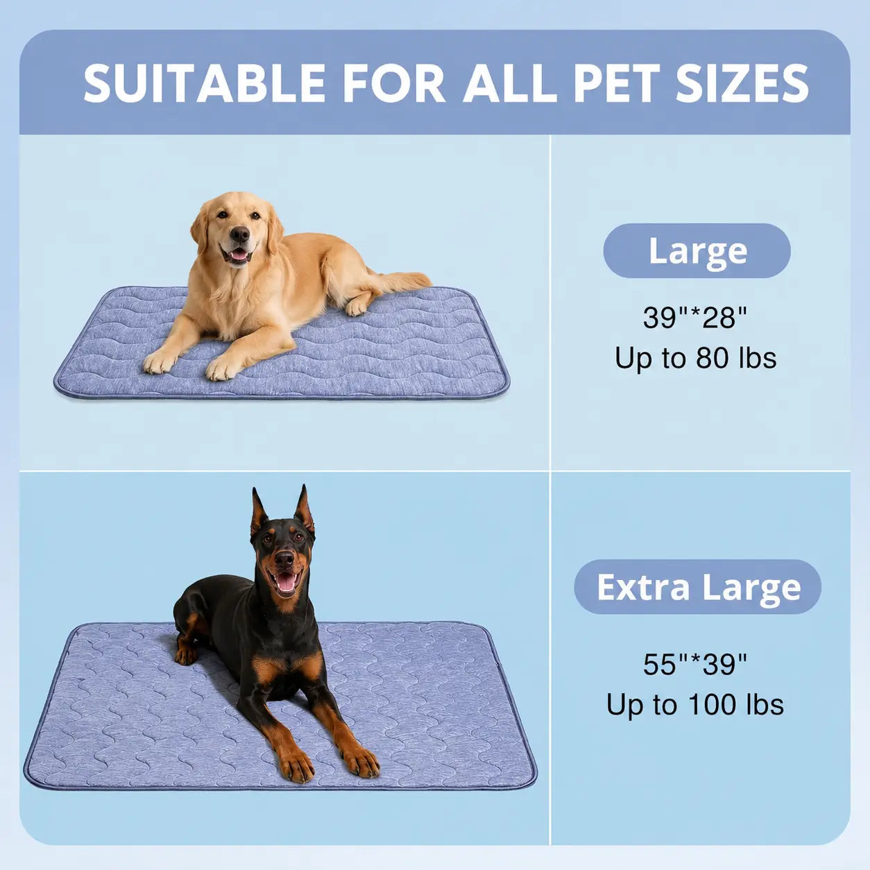Premium Cooling Mat for Large Dogs - Extra Thick & Durable Gel-Free Pet Cooling Pad, Safe Non-Slip Washable Summer Blanket for Crate & Home