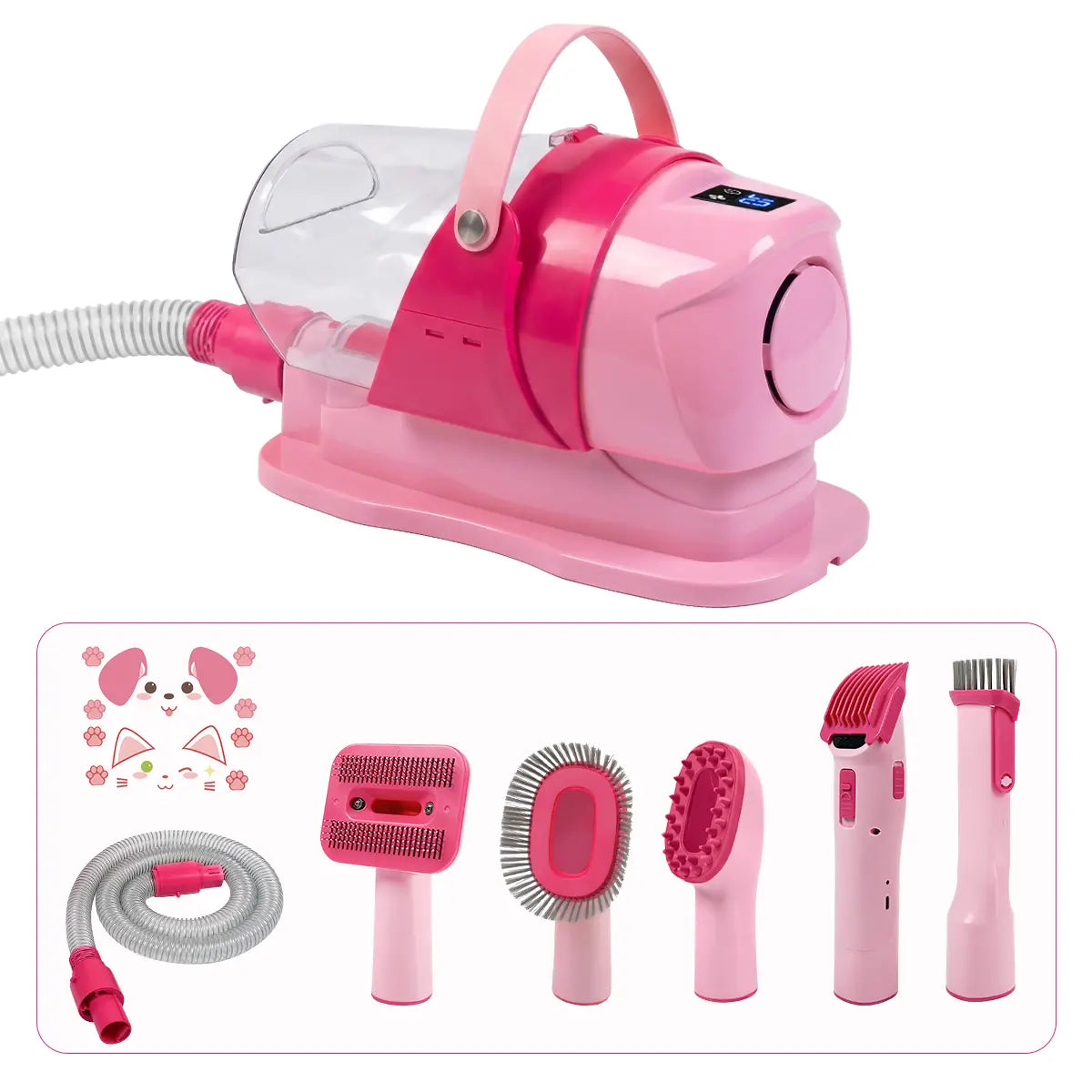 Anlecity Professional Dog Grooming Vacuum with 3 Suction Modes, 6-In-1 Pet Groomer Kit with 3L Large Cup, Cordless Electric Clippers & 5 Grooming Tools, High-Efficiency Pet Hair Removal System for Dogs & Cats