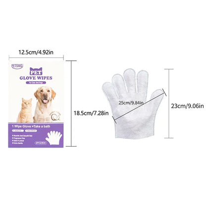 20Pcs Pet Cleaning Gloves Deodorant Bathing Wipes, Hypoallergenic Pet Cleaning Wipes Nourishing Hair Coconut Oil Dog Grooming Wipes, Puppy Bathing Gloves Wipes Cleaner