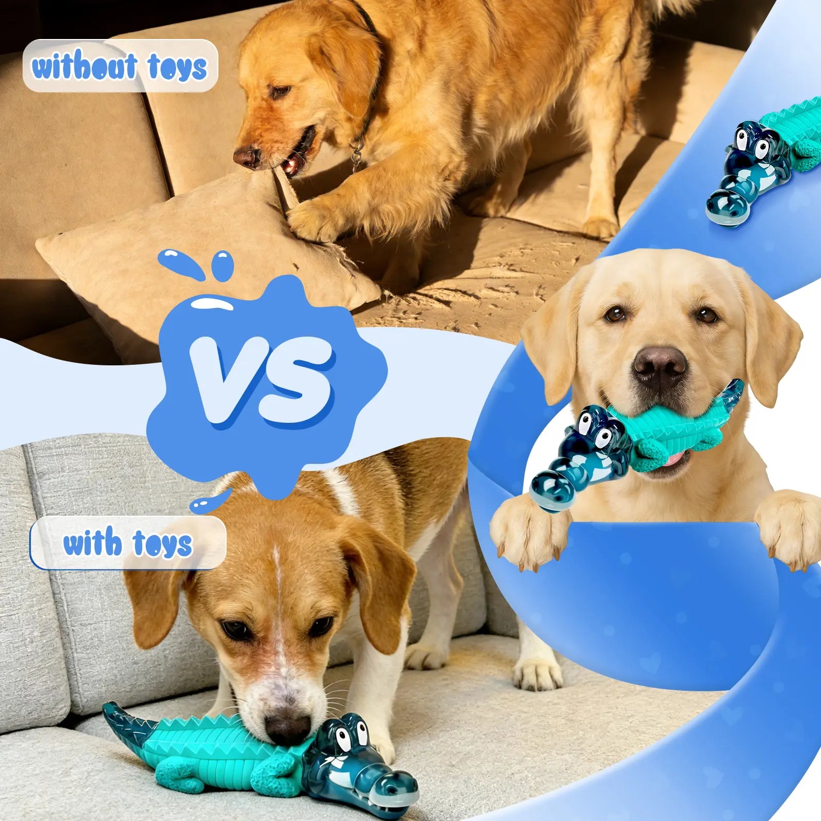 Fuufome Indestructible Dog Chew Toys Forfuufome Aggressive Chewers - Large Alligator Design with Milk Aroma for Large Dogs to Reduce Anxiety and Boredom