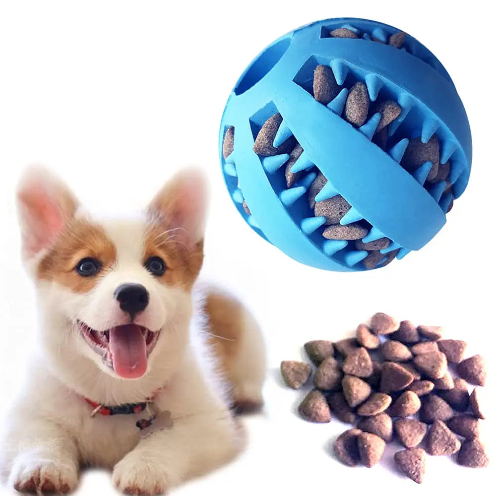 2 Pack 2.8" Dog Treat Toy Ball, Dog Tooth Cleaning Toy, Interactive Dog Toys (1 Green+1 Blue)