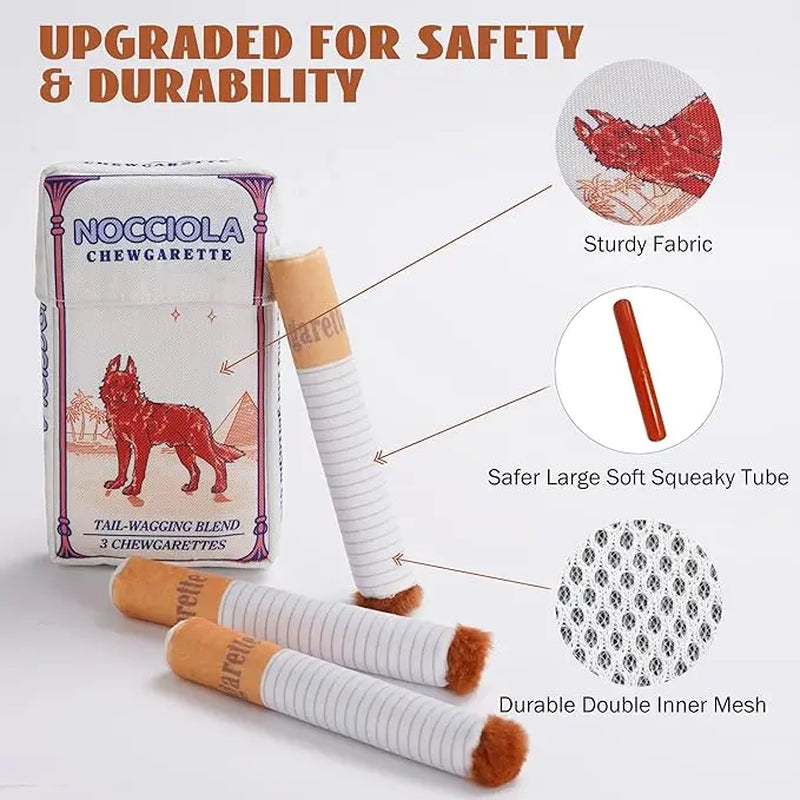 Nocciola 3 Pack Squeaky Camel Chewgarette Dog Toys with a Box, Interactive Plush Toys for Small Medium Dogs Pitbull Frenchie, Share a Puff with Pup