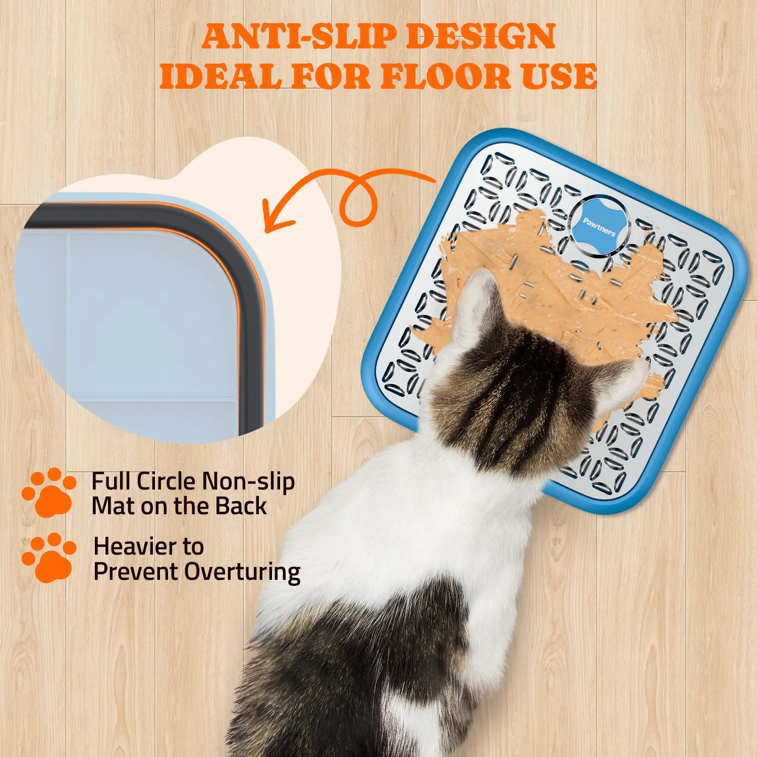 Pawtners Stainless Steel Dog Lick Mat - Large Slow Feeder Anti-Slip Feeding Mat, Stress-Reducing Anxiety Aid, No-Spill Pad for Liquid Treats (Bone Broth, Yogurt), Post-Op Care Calming Accessory with Spatula & Brush, Anti-Slip Feeding Mats