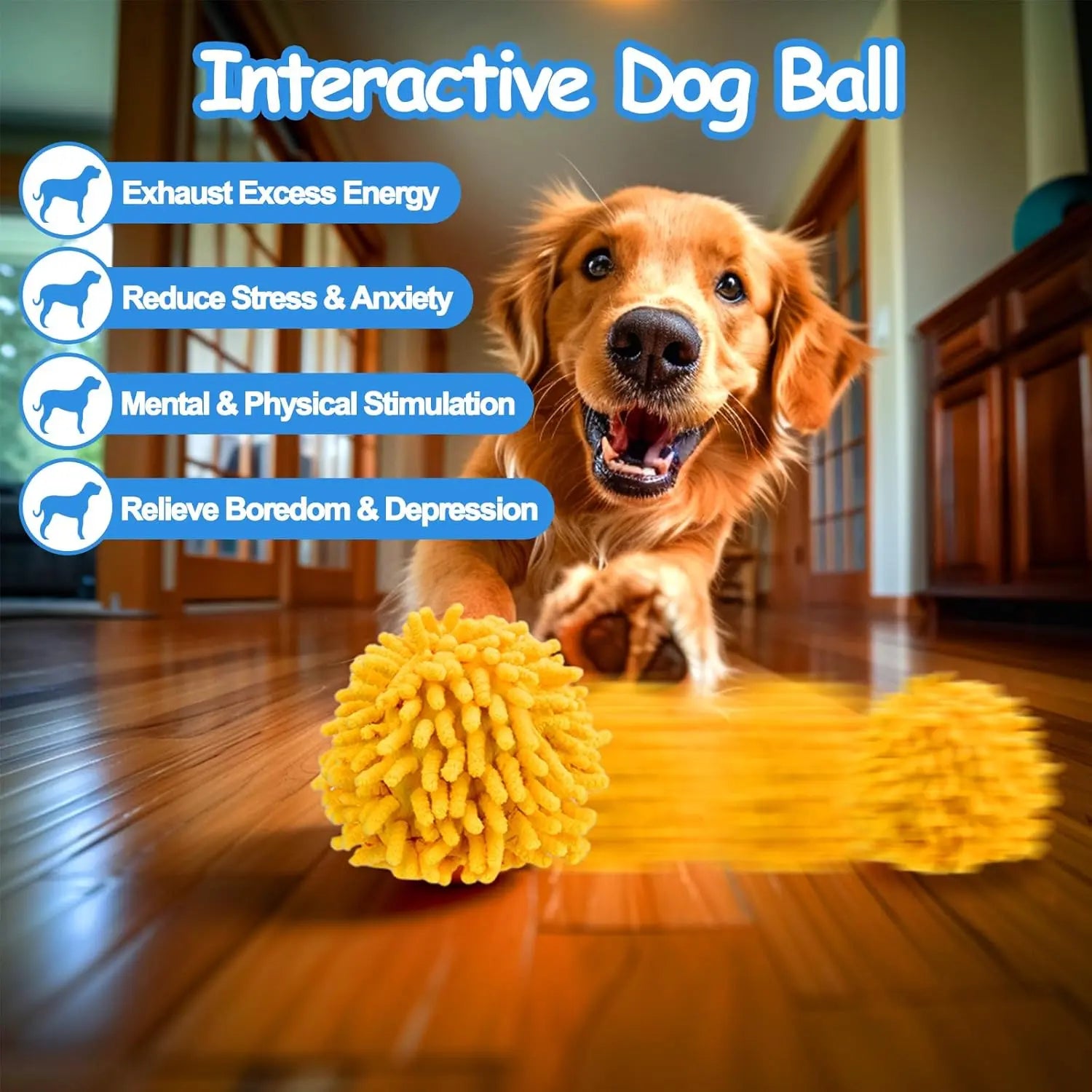 Interactive Dog Ball Toy - Self-Rolling, Motion-Activated, Anti-Chewer Cover, 2.64 Inch Diameter, Provides Exercise for Small/Medium Dogs, Halloween/Birthday Pet Enrichment Toy