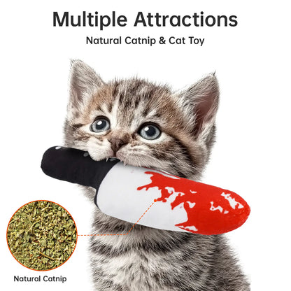 Zoozoo 8PCS Halloween Cat Catnip Toys Set for Cats & Kittens, Assorted Shapes Plush with Crinkle Paper, Durable Bite-Resistant Fabric, Interactive Play for Battling, Biting, Chasing (Knives)