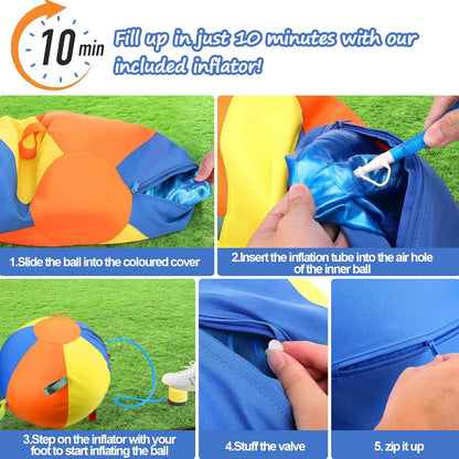 Explorinox 9.8In Heavy-Duty Herding Ball for Dogs with Anti-Burst Core & Dog-Friendly Handles Jumbo Size 25Cm Diameter Perfect for Active Play Exercise