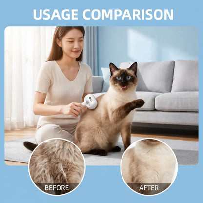 Upgraded Steam Cat Brush, 3-In-1 Self-Cleaning Spray Pet Brush for Cats & Dogs, Skin-Safe Deshedding & Grooming Tool for Long & Short-Haired Pets
