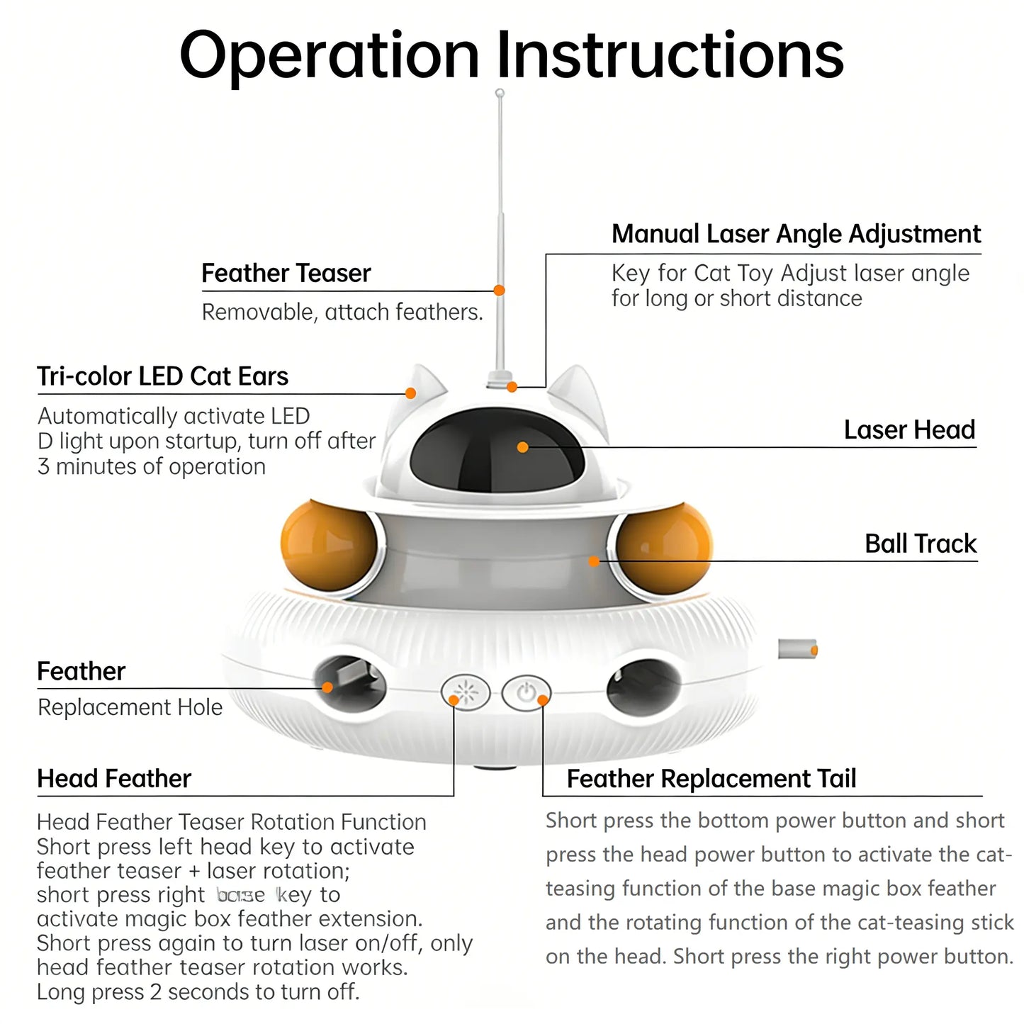 New 5-In-1 Interactive Cat Toy | Rotating Feather Teaser & Light Pointer & Track | Magic Box Cat Toy for Bored Indoor Cats
