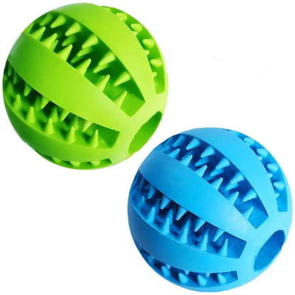 2 Pack 2.8" Dog Treat Toy Ball, Dog Tooth Cleaning Toy, Interactive Dog Toys (1 Green+1 Blue)