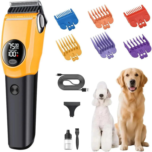 Dog Grooming Kit - Low Noise Paw Grooming: Paw Trimmers Vs. Face Trimmers,Rechargeable Cordless Clippers for Thick Matted Curly Hair, Professional Pet Shaver for Dogs & Cats at Home