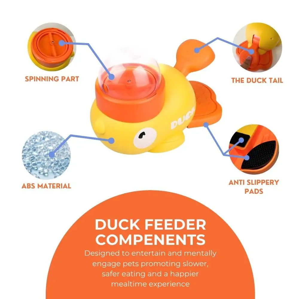 Pets Sparkle Duck Feeder for Dogs - Anti-Slip Rubber Duck Dog Treat Dispenser - Dog Treat Dispender Toy - Slow Puzzle Feeder Toy for IQ Training, Mental Enrichment for Dogs and Cats