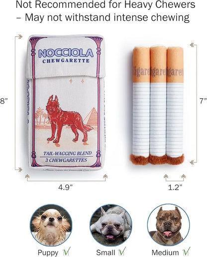 Nocciola 3 Pack Squeaky Camel Chewgarette Dog Toys with a Box, Interactive Plush Toys for Small Medium Dogs Pitbull Frenchie, Share a Puff with Pup
