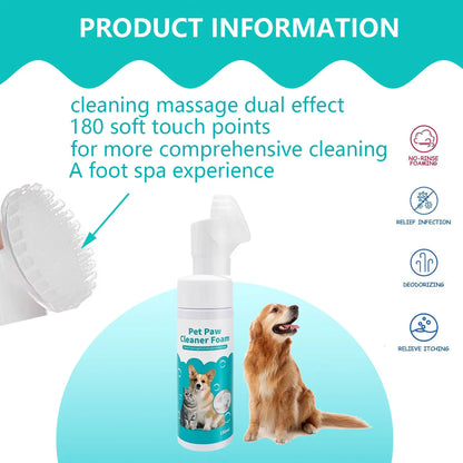 Ultimate No Rinse Dog Paw Cleaner & Puppy Paw Washer - Easy-to-Use Silicone Brush with Gentle Plant-Based Foam - 150ml Natural Oils for Cats & Pets