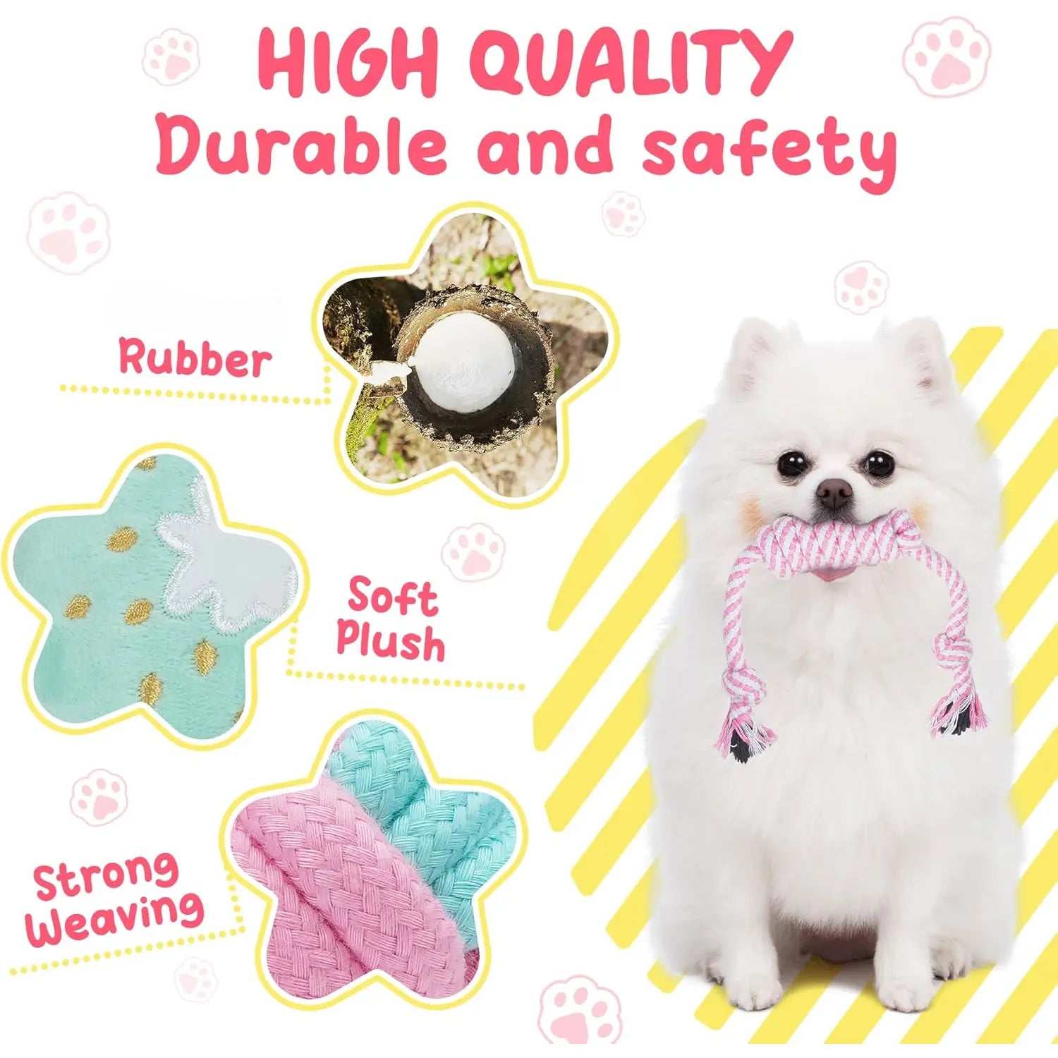 Pink Puppy Toys for Boredom - 23 Pack Puppy Chew Toys for Teething, Interactive Dog Toys for Puppies, Cute Small Dog Toys with Treat Ball, Squeaky Dog Chew Toys and Ropes