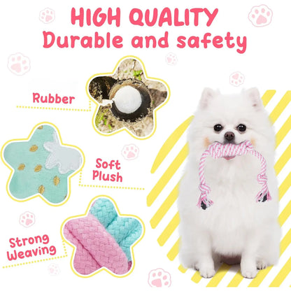 Pink Puppy Toys for Boredom - 23 Pack Puppy Chew Toys for Teething, Interactive Dog Toys for Puppies, Cute Small Dog Toys with Treat Ball, Squeaky Dog Chew Toys and Ropes