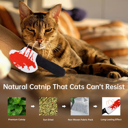 Zoozoo 8PCS Halloween Cat Catnip Toys Set for Cats & Kittens, Assorted Shapes Plush with Crinkle Paper, Durable Bite-Resistant Fabric, Interactive Play for Battling, Biting, Chasing (Knives)