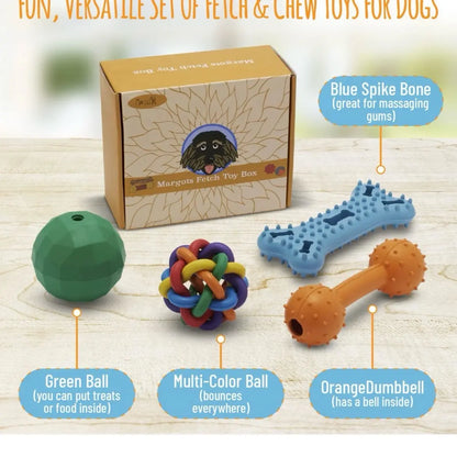 Fetch Toys for Dogs to Keep Them Occupied - Colorful Durable Dog Toy Bundle for Moderate Chewers - Puppy Enrichment Toys Promote Teeth Cleaning, Eliminate Boredom & Provide Hours of Fun - 4 Pack