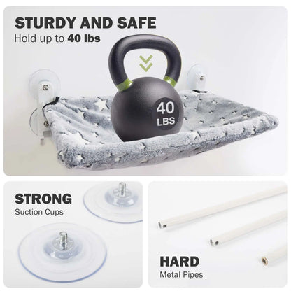 【Cat Window Perch】For Large Cats,Glow in the Dark,Hammock with Hook Design Double-Sided Fabric Cover, Foldable Window Seat,Sunbathing