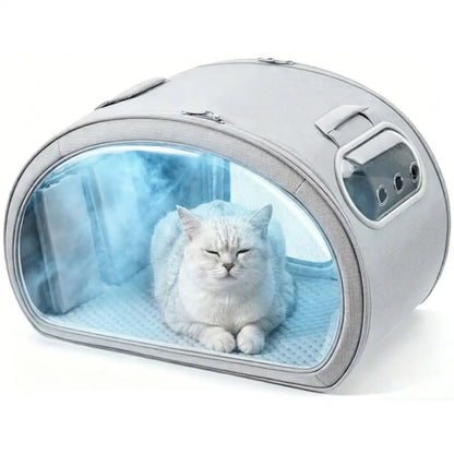 Pecute Pet Cooling House - Portable Bubble View Pod with Detachable Cooling Blanket, Full-View Window, Insulated Wall, Fiberglass Rods, No-Assembly Design, All-Season, Folds Flat for Small Dogs/Cats (Indoor & Travel Use)