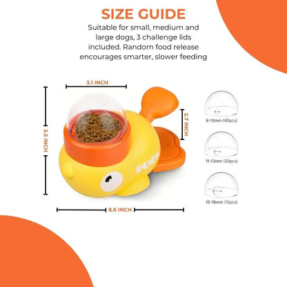 Pets Sparkle Duck Feeder for Dogs - Anti-Slip Rubber Duck Dog Treat Dispenser - Dog Treat Dispender Toy - Slow Puzzle Feeder Toy for IQ Training, Mental Enrichment for Dogs and Cats