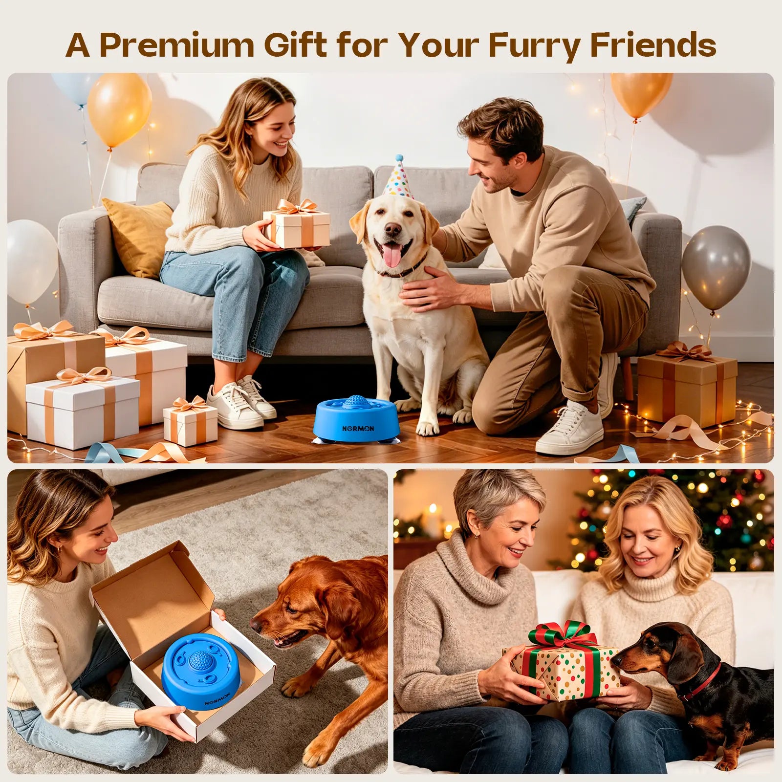 Normon No-Spill Slow Feeder Dog Bowl with Suction Base - Perfect for Bone Broth, Yogurt & Liquid Treats - Ideal for Puppies & Dogs of All Sizes