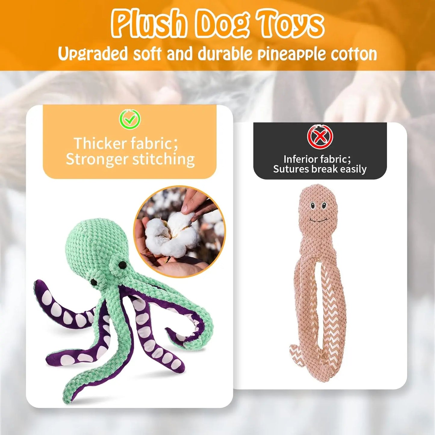 MRWJ Interactive Chew Plush Dog Toys - Chewable Squeak Toys, Durable Fabric, Soft Sound-Producing Mechanism for Large Dogs, Interactive Squeak Toys