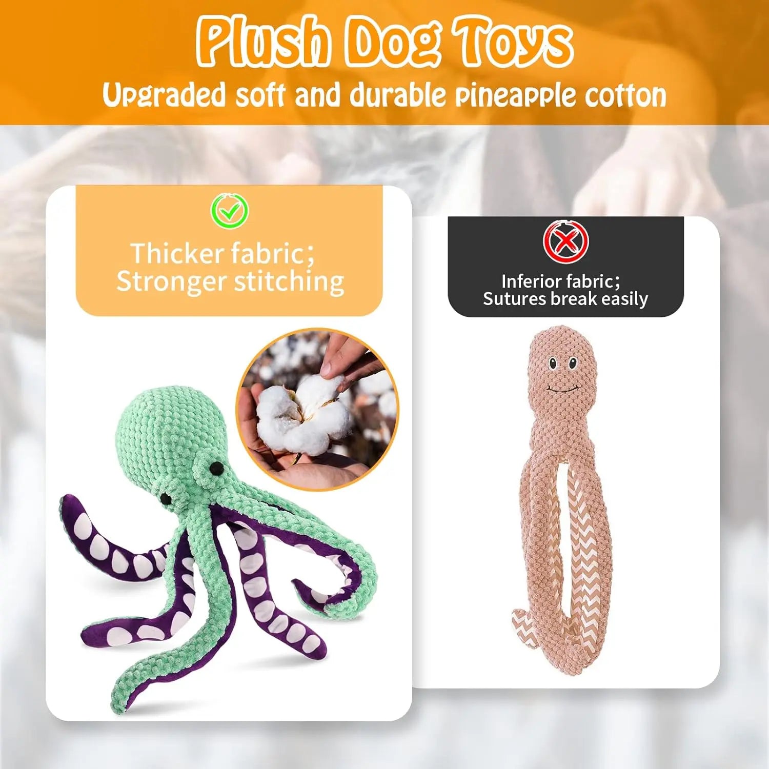 MRWJ Interactive Chew Plush Dog Toys - Chewable Squeak Toys, Durable Fabric, Soft Sound-Producing Mechanism for Large Dogs, Interactive Squeak Toys