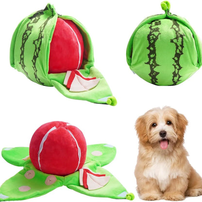 Nocciola 4-In-1 Watermelon Dog Enrichment Toys, 3 Squeaky Slices with a Rind Snuffle Mat for Treats Hunting Fun, Hide and Seek Puzzle Toy for All Breeds Interactive Chew